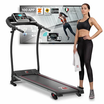 TAPIS ROULANT ELETTRICO PIEGHEVOLE 12 KM/H CARDIO BLUETOOTH APP KINOMAP E ZWIFT - Immagine 1 di 4