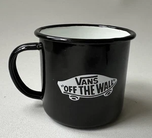 VANS Exclusive Black White Checkered Bottom Metal Enamel Coffee 12oz Mug - Picture 1 of 6