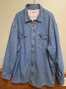Levis Shacket Herren 2XL blau Jeanshemd Jacke Sherpa Fleece Decke Stepp gefüttert - Bild 1 von 8