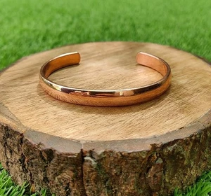 100% Copper Bracelet for Unisex, Wide Jewelry, Half Round Adjustable Bangle - Picture 1 of 3
