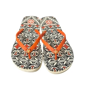 Tory Burch Grafik Logo Flip Flops – orange & schwarz, Größe 9 - Bild 1 von 5