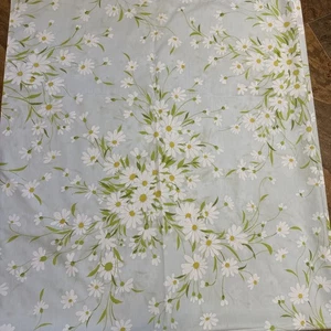 Vintage Morgan Jones Twin Baby Blue Percale Flat Sheet Flowers Daisies Made USA - Picture 1 of 3