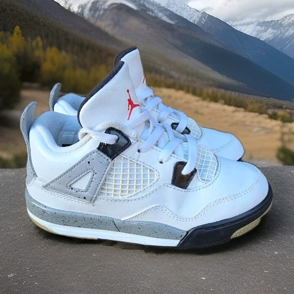 Nike Air Jordan Retro 4 Blanco Cemento TD Niño Tenis Talla 10C 308500-103 Foto 1 de 4