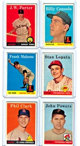 1958 Topps Baseball -lot of 6 #32 148 260 353 423 432 Multiple Teams! - Picture 1 of 8