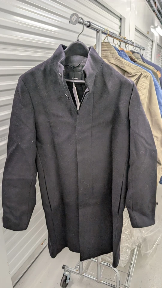 NWT Theory Men's Small Belvin Wool Coat Black Gray - Image 1 of 4