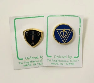 Vintage SDA Pathfinder Club Pin Seventh-Day Shield Blue And Cross Black Lot 2 - Picture 1 of 5