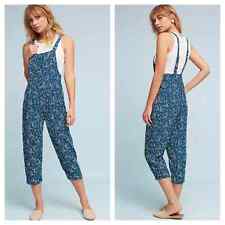 Anthropologie Maeve Tidal Pools Blue Print Cropped Boho Jumpsuit Small
