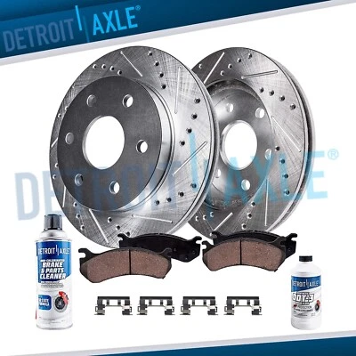 Front Drilled Rotors + Brake Pads for Buick Enclave Chevy Traverse GMC Acadia - Image 1 of 4