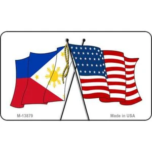 Philippinen USA gekreuzte Flagge Neuheit Metall Magnet - Bild 1 von 1