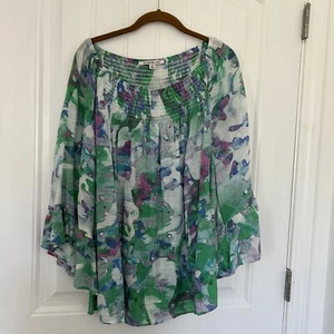 Blusa Zac & Rachel Mujer Multi Floral en Hermosos Colores Mangas Campana Talla 2X - Imagen 1 de 6