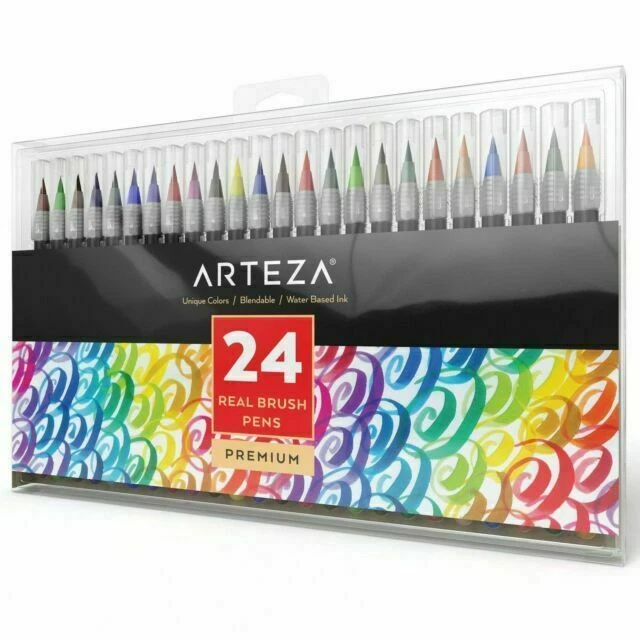 Set of 24 Real Brush Pens 24colors Watercolor Markers by Arteza