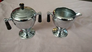 Forbes Silver Company Zucker- und Milchkännchen. Holzgriffe - Bild 1 von 5
