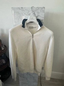 Men's Moncler Half Zip White Sweater Small MSRP$995 - Picture 1 of 5