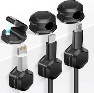 6 Stück Magnetische Kabelclips, Unter Schreibtisch Kabelhalter für Haus, Auto, Nachttisch - Bild 1 von 11