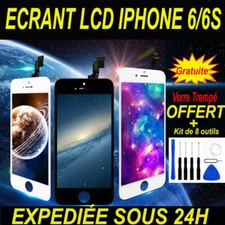 ECRAN LCD VITRE TACTILE SUR CHASSIS POUR IPHONE 6/6S NOIR BLANC + OUTIL