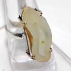 925 Silver Plated-Agate Geode Slice Ethnic Handmade Ring Jewelry US Size-9 AU D9