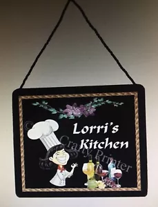 "Letrero de pared de cocina (placa) personalizado con TU NOMBRE - ""Dama chef""" - Imagen 1 de 1