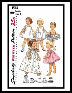 Simplicity 1563 Toddler LINGERIE Slip Panty Petticoat Girls Sewing Pattern 1-2-3 - Picture 1 of 14