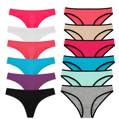 12er Pack Damen Slips Unterhosen Baumwolle Unterwäsche Tanga G-strings Fashion - Bild 1 von 4