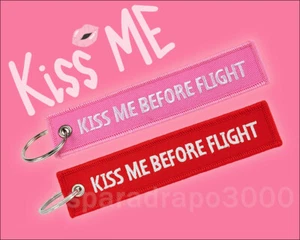 Keychain KISS ME BEFORE FLIGHT Pink Funny Car Motorcycle Bike Sexy Hot Woman Bag - Bild 1 von 3