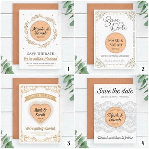 PERSONALISED Classic Wedding Save The Date Cards Wood Fridge Magnets Vintage - Picture 1 of 9