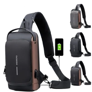 Moda Bolso de Hombro para Hombres Impermeable USB Bandolera Bolso de Pecho Antirrobo - Imagen 1 de 30