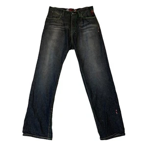 Coogi Jeans Men 38 Washed Black Straight Embroidered Cotton Authentic Australian - Picture 1 of 11