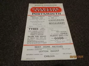 CHARLTON ATHLETIC v PORTSMOUTH 1956/7 MARCH 2nd - Picture 1 of 1