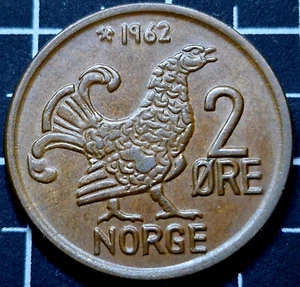 Norvegia 1962 π³π΄ Moneta 2 Minerali Circolata - Emissione Gallo Uccellini - Foto 1 di 2