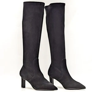 Stuart Weitzman Mujeres Brooks Alto Negro Gamuza Vestido Botas de Oficina talla 9US EUR 39.5 - Imagen 1 de 10