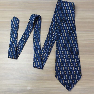 Corbata de sarga azul para hombre azul marino geo art déco corbata de seda gráfica novedad ADOLFO EE. UU. Foto 1 de 4