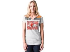 Women's 5th & Ocean New Era NFL Cleveland Browns Burnout Henley Tee T-Shirt MED