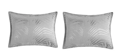 Hudson Park Luxe Palmetto Cotton Silk Pair Standard Pillow Shams Silver $390 NEW - Image 1 of 3