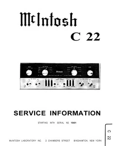 Manual de servicio instrucciones para McIntosh C 22 - Imagen 1 de 1