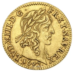 Monnaie France - Louis XIII - Demi Louis d'or à la mèche longue - 1642 A Paris - Imagen 1 de 2
