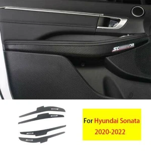 For Hyundai Sonata 2020-2022 Carbon Fiber Leather Interior Door Armrest Panel 4X - Foto 1 di 10