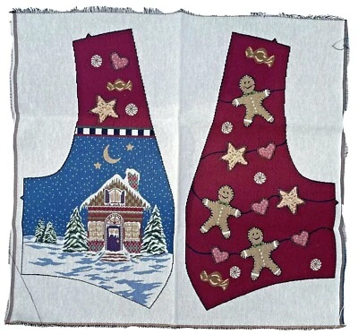 Christmas Vest Tapestry Fabric Panel Cut Sew Gingerbread Candy Holiday - Image 1 of 4