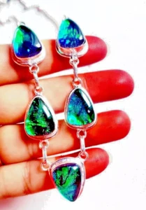 Australische Drillinge Opal Edelstein 925 Sterling Silber Handarbeit Schmuck Halskette - Bild 1 von 11