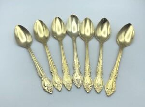 Vintage Robert's Co. Seven Stainless Gold Royalty Flatware Dinner Spoons
