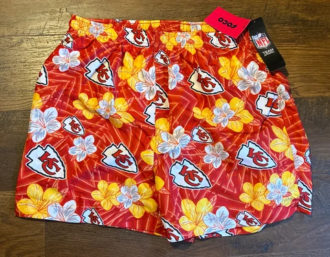 NFL Team Apparel Kansas City Chiefs shorts/ swim shorts with pockets Sz 2XL Cover