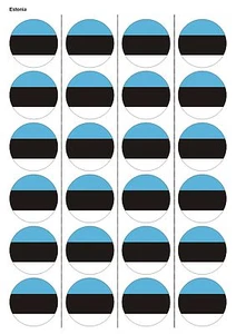 24X VORGESCHNITTENE ESTLAND FLAGGE GEBURTSTAG ESSBAR OBLATENPAPIER, CUPCAKE, TORTENAUFLEGER 1184 - Bild 1 von 1