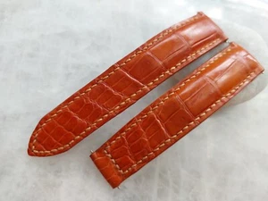 FOR SMALL WRIST 19mm/18mm Cognac Crocodile Print Leather Watch Band For Omega - Picture 1 of 1