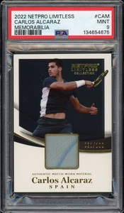 2022 Netpro Limitless Carlos Alcaraz Memorabilia Match Worn /100 RC PSA 9 MINT - Picture 1 of 3