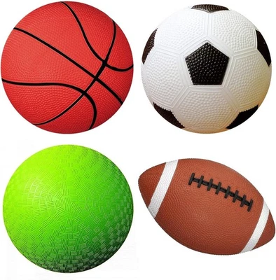 4-Pack Sports Balls for Toddlers & Kids with Pump – 5-Inch Soccer Ball, Basket.. - Image 1 of 4