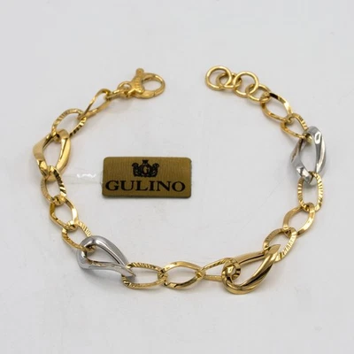 Bracelet femme à chaîne D.40 en or jaune et blanc 18 carats - Photo 1/4