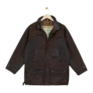 Barbour Backhouse Bushman Jacket Mens Size S Brown Waxed Cotton Collared - Picture 1 of 15