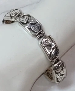 Brighton Go Lightly Heart Silver Bracelet Link Crystal Retired 7"-8" Jewelry - Picture 1 of 9