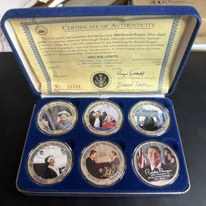 2004 American Silver $1 Eagle Colorized Ronald Reagan W/Box - Picture 1 of 11
