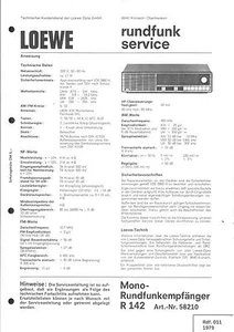 Loewe Original Service Manual für R 142 Art.-Nr. 58210 - Bild 1 von 1