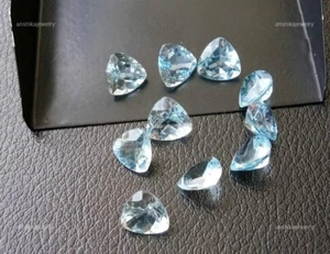 Natural Trillion Sky Blue Topaz Gemstone Loose Handmade Faceted 7X7MM - Picture 1 of 10